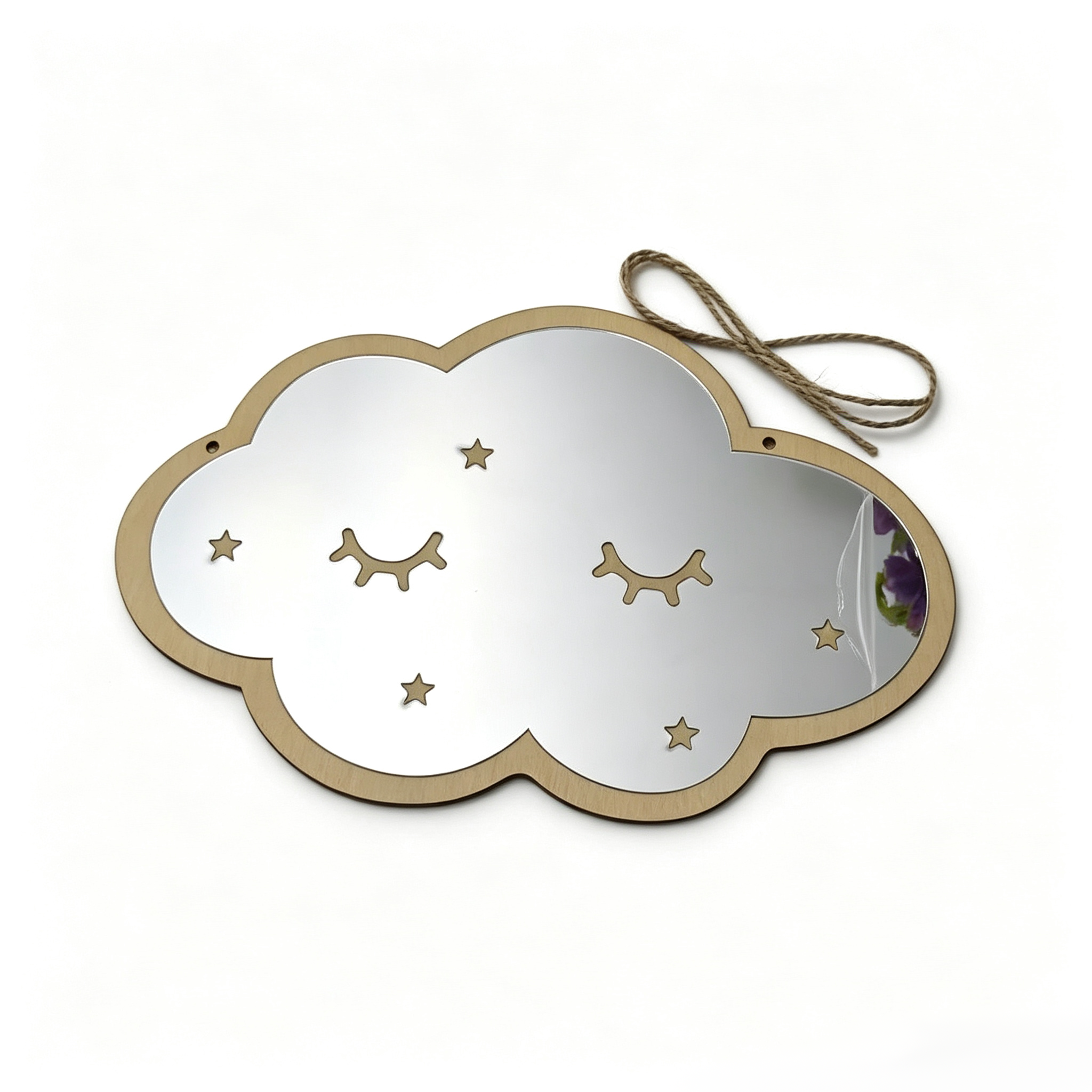 Wholesale Cloud Shape Plywood Framed Acrylic Mirror Shatterproof Kids Wall Hanging Mirror Cartoon Nursery Decorative Mirror For Children Bedroom Montessori Wall Decor