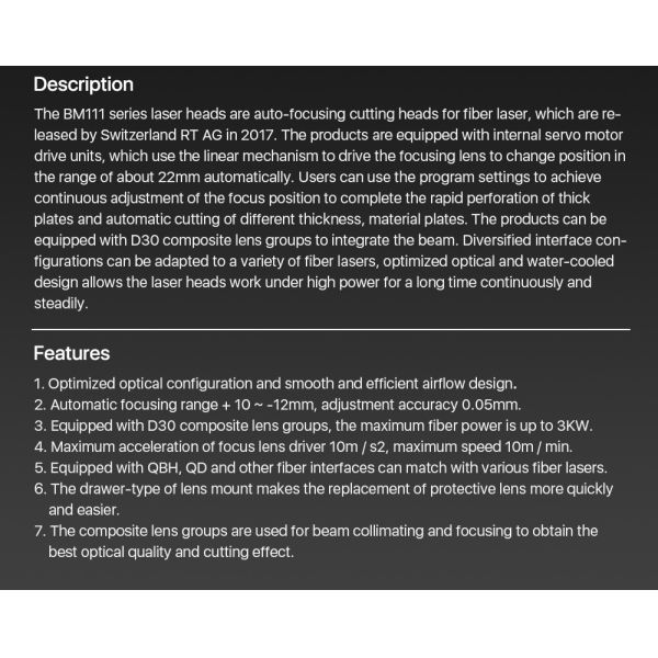 Stable 3300W Fiber Laser Cutter Head , Multifunctional Laser Cutting Spare Parts