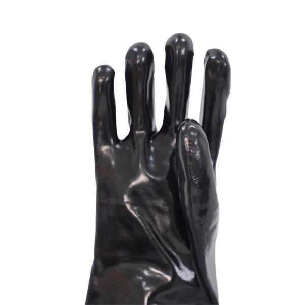 Industrial Smooth PVC Coated Chemical Gloves 35cm Long With Soft Cotton Inner