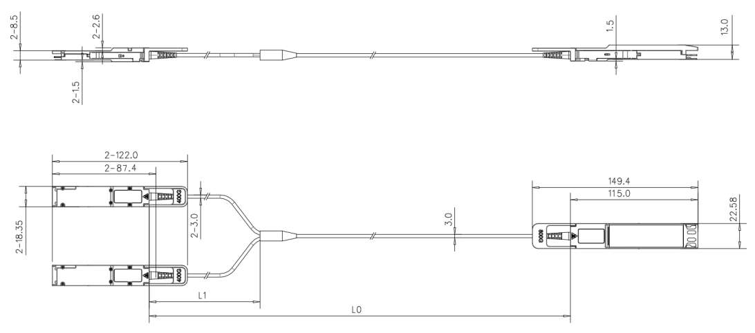 OSFP 800G to QSFP112 2 x 400G AOC  for Digital diagnostic functions