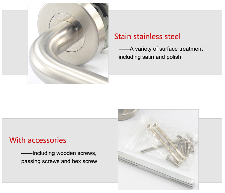 Euro tube de poignées de porte d'acier inoxydable du style 316 de type levier pour la porte en bois en métal