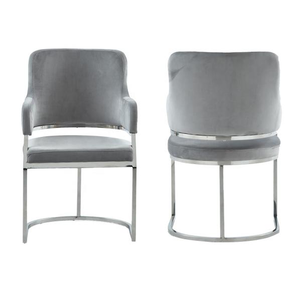 Metal Frame 54x58x84cm European Style Dining Chair 10kg with flannel seat cushion
