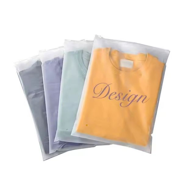 Custom Printed Durable Frosted Zipper Bag For Shopping Packing With Logo