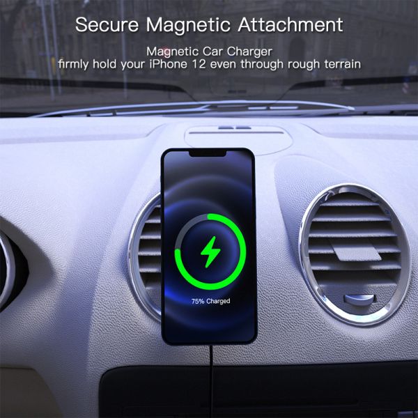 Magnetic Air Vent Quick Wireless Charger With LED Indicators Show