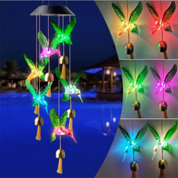 Garden Wind Bell Lamp Solar Wind Chimes Light for Customizable Indoor Butterfly Decor
