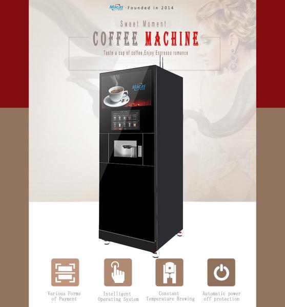 Macas Commercial Fully Automatic Freshly Ground Cabinet Coffee Machine With Instant Heating Boiler And Gear Pump System