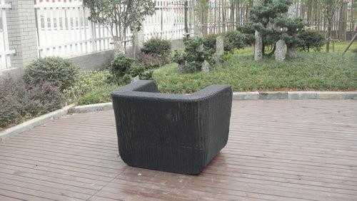 3 Seat Grey Outdoor Rattan Sofa With Power Coated Aluminum Frame
