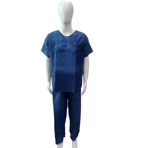Non Woven SMS Knitted Cuff Lab Shirt Disposable Scrub Suit