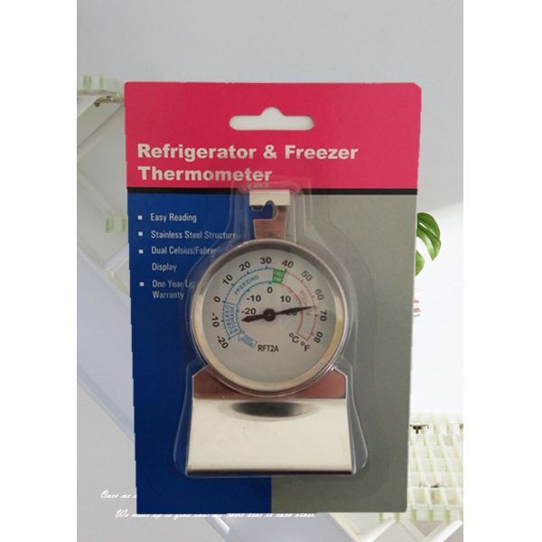 58mm  Diameter Hanging Oven Thermometer Stainless Steel Glass Lens Inside