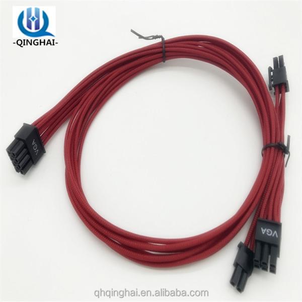 New 8Pin PCI-E Male to Dual 8(6+2)-Pin+6Pin PCI-E Power Extension Cable -Red