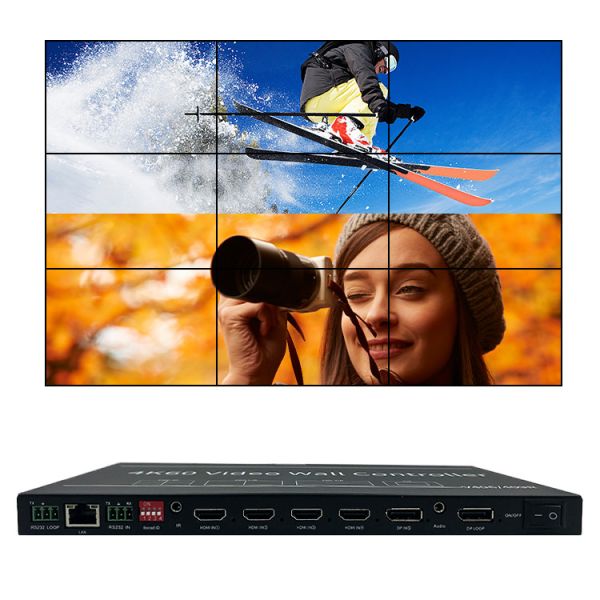 Ultra HD 4K60 Video Wall Controller with 4-in 9-out Rotary Splicer for Professional Multi-screen Displays