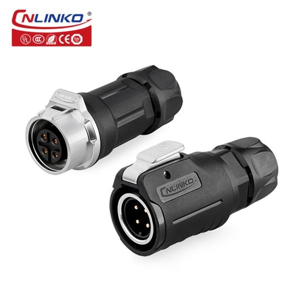 CNLINKO M16 10A DC AC Power Supply Cables Connector Waterproof IP68 4 Pin Metal and Plastic Connector LED Lighting Plug Socket