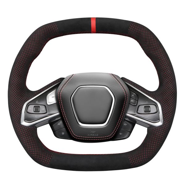 Car accessories Hand Stitched Soft Black Suede Steering Wheel Cover for