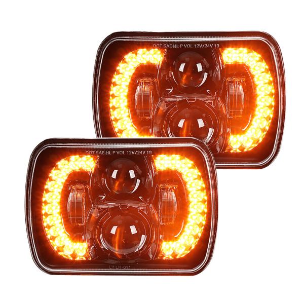 60W 5X7 Inch Square Offroad Jeep Halo Fog Lights Sealed Beam