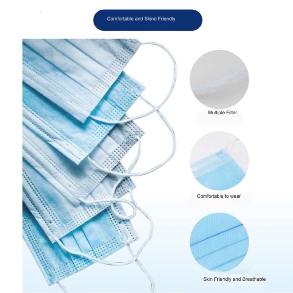 3 Ply Anti Dust Non Woven Surgical Mask / Security Protection Adult Face Mask