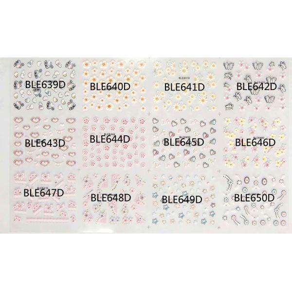 Glitter Colorful Gel butterfly Heart 3D Nail Art Sticker Tip Decal Manicure-BLE639-650D