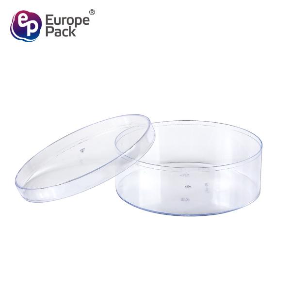 Wholesale plastic food storage clear round PS nut pastry box for baked goods packaging with lid