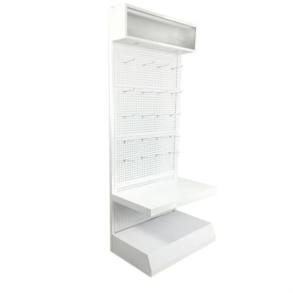 LED Light Shop Display Units Header Hanging Pegboard Metal Display Rack