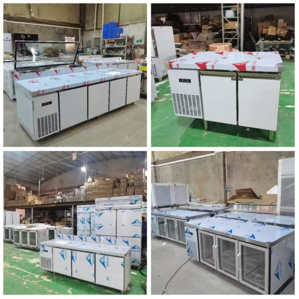 1.8M Salad Worktable 3 Doors Undercounter Refrigerated Pizza Prep Table with Top Display