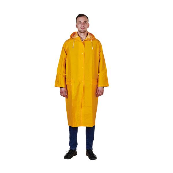 Actividade ao ar livre PVC/poliéster equipamento de chuva capuz de segurança casaco de chuva vestuário de trabalho com capuz R023