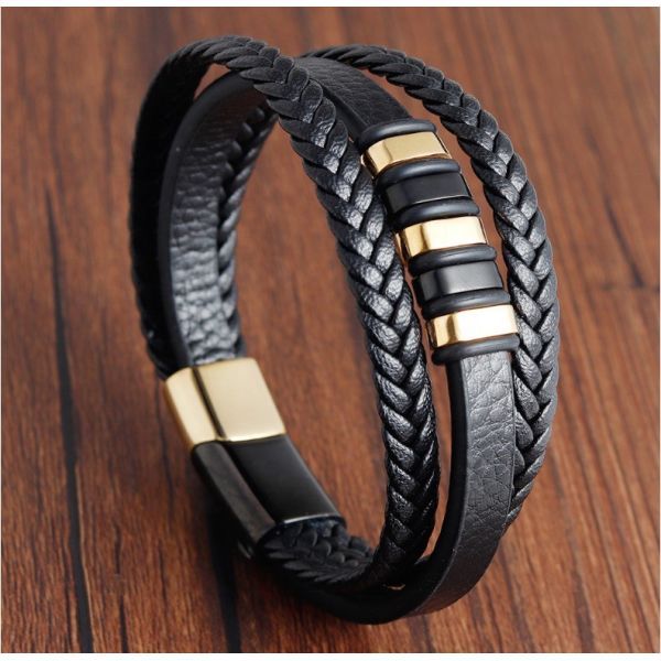 European Market Bestseller Weave Leather Bracelet with Silver Plated Stainless Steel