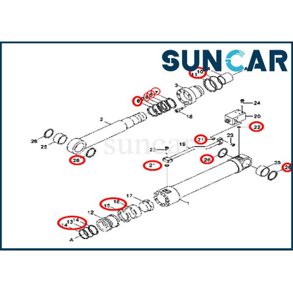 31Y1-14360 31Y114360 Dozer Blade Cylinder Sealing Kit R200W-3 Hyundai Seal Repair Kits
