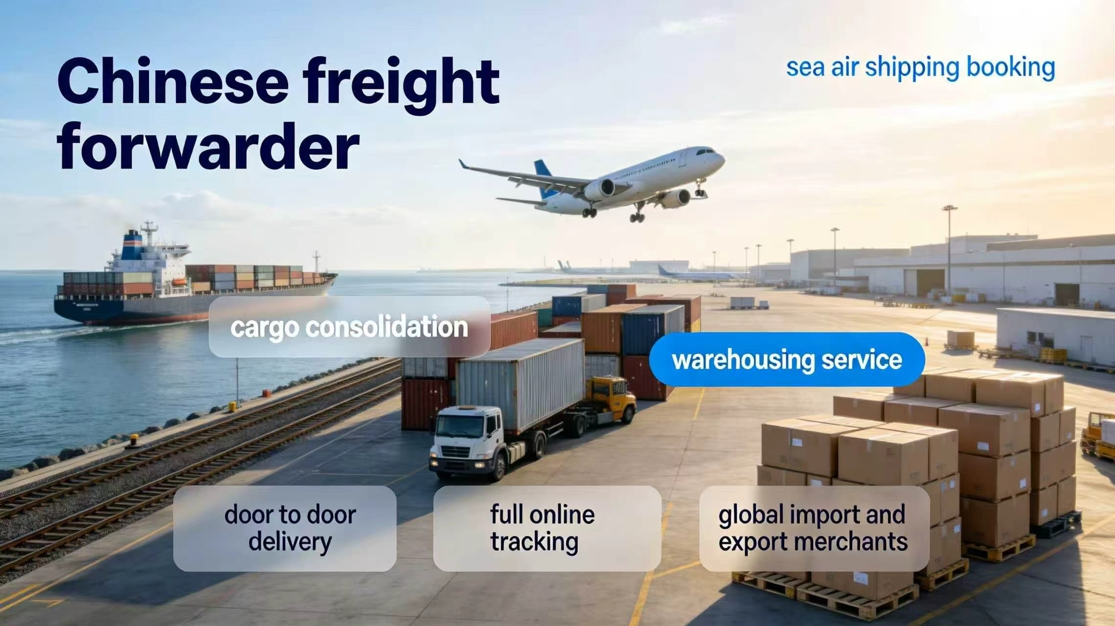 Secure Chinese Freight Forwarder Sea And Air Shipping Door To Door Delivery Full Online Tracking