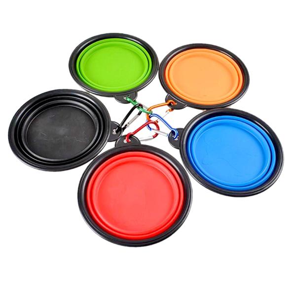 Food Water Collapsible Pet Bowl , Colorful Portable Dog Bowl Collapsible