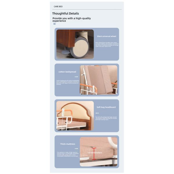 Hospitales comunitarios de cuidados en el hogar Función de gama alta de camas de ancianos rotativas de madera