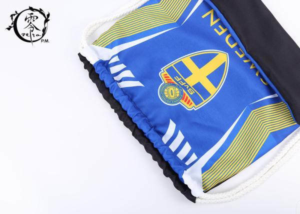 Sweden Team Sublimation Printed String Sports Bag , Custom Promotional Beach Pull String Bag