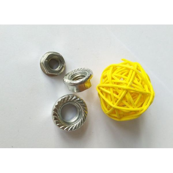 White Zinc  Finish Carbon Steel Hex Head Flange Nuts For Fastener M5 - M20 Size