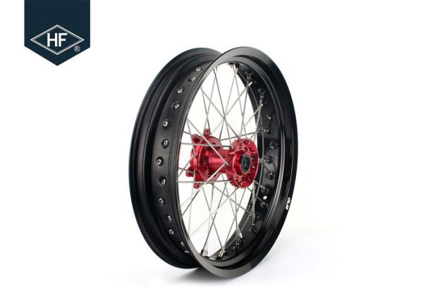 18 Inch CNC Aluminium Aftermarket Motorcycle Wheels ,  Black Motorcycle Rims With Hub