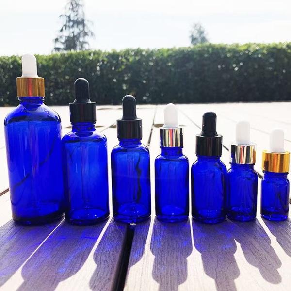 Botella de aceite esencial de vidrio de 30 ml, 50 ml y 100 ml - azul mate reciclable