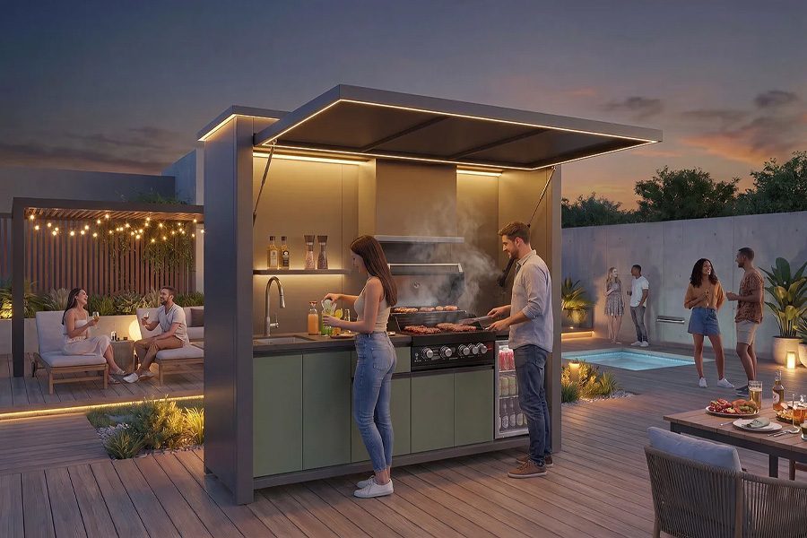 Gas Grill Architectural Pavilion Outdoor BBQ Pod For Premium Outdoor Entertaining