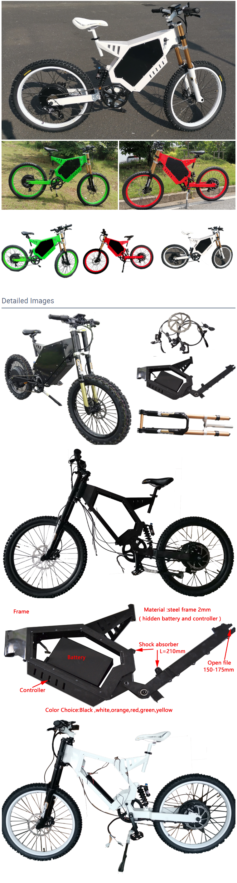 72V 8000W Full Suspension Electric Mountain Bike Maximum Speed 100 Km/H