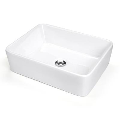 Rectangular Ceramic Kitchen Bathroom Sinks Above Counter Polished Surface