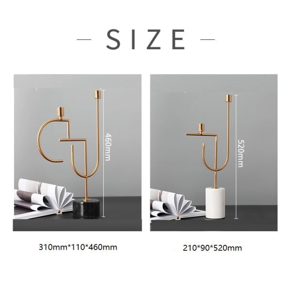 Interior Home Decor Marble Basetall 520mm Gold Candle Holders