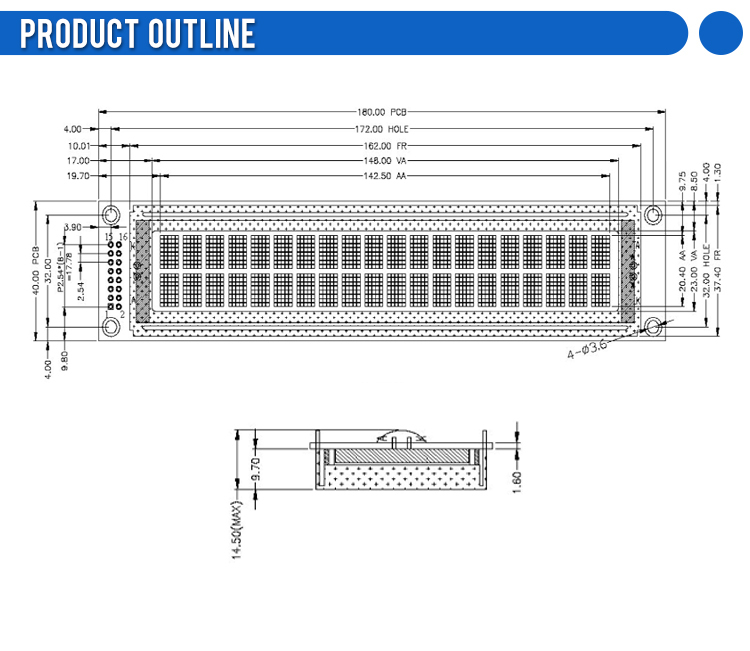 DFSTN black film 2002K-2 LCD Screen 2*20 Large Size ST7066U LED Backlit White Text 51 Microcontroller STM32