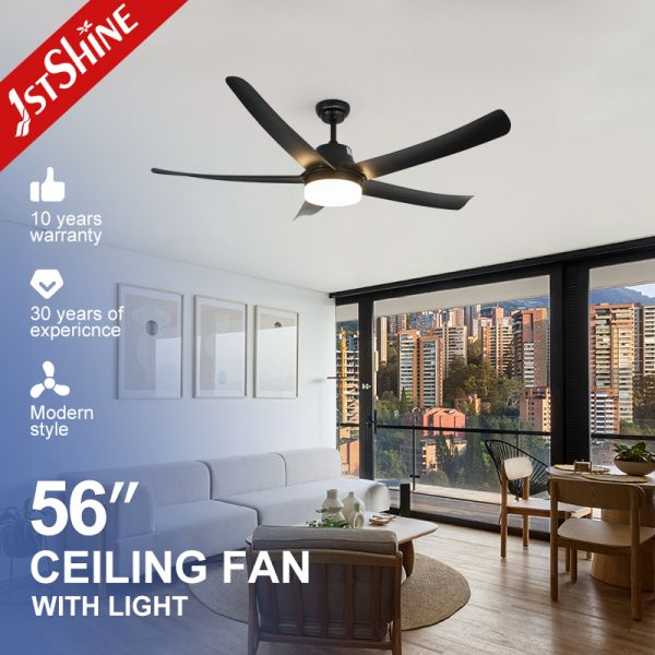 Modern Black Plastic Ceiling Fan Featuring Durable ABS Blades and Remote Control with Energy Saving DC Motor and LED Light