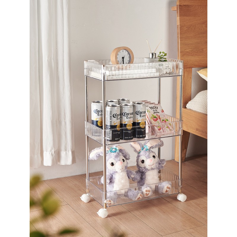 Trolley Storage Rack Transparent Multi-floor Movable Living Room Kitchen Household Bathroom Debris Storage Rack