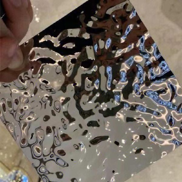 Water Ripple Stainless Steel Sheet Grade 304 with Polished Surface and Thickness 0.3 - 1.0mm for Decoration