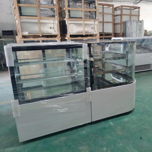 LED Lighting Corner Bakery Display Fridge Marble Base Display Anti Fog for Bakery Shop
