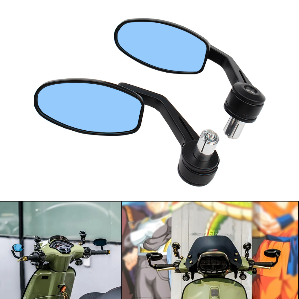 Blue Mirror Oval Handle Mirror Motorcycle Rearview Mirror Motorcycle Universal Accessories Motorcycle Modification Parts