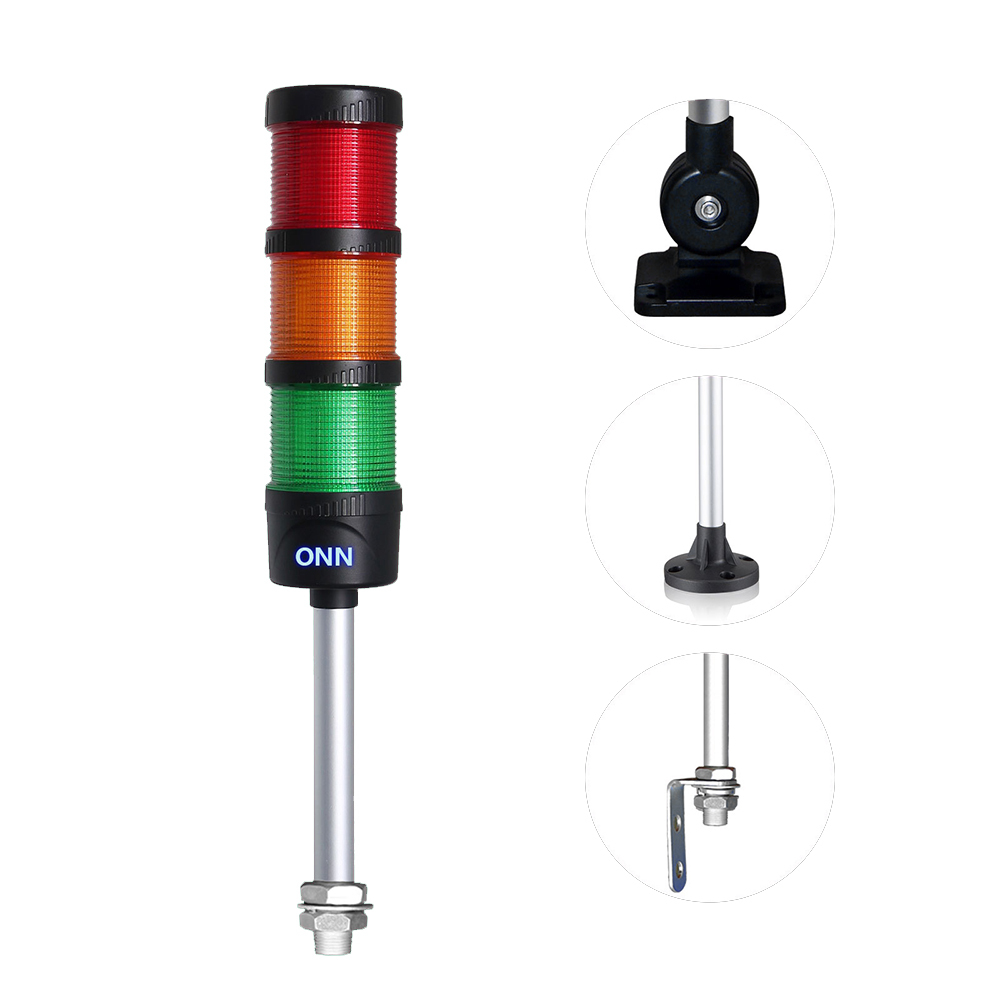 DC12V 36V LED Signal Tower Light RYG Foldable With >90dB Buzzer Steady Flash