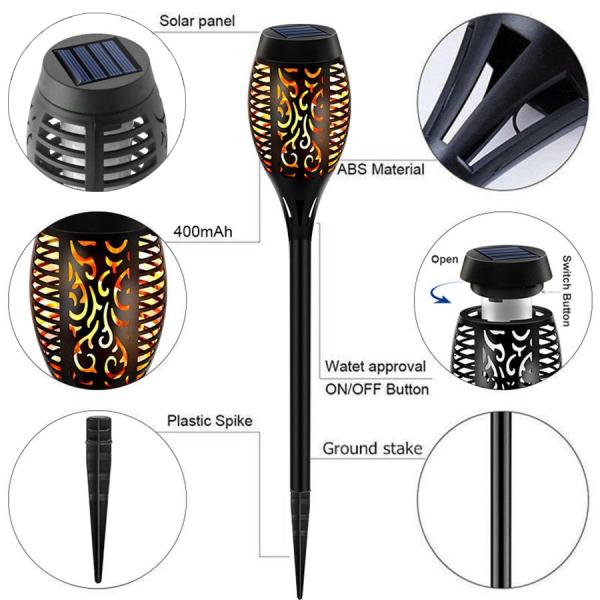 LED Solar Garden Light Flickering LED Landscape IP65 Waterproof Lawn Lamp Path Lighting Solar Outdoor Light