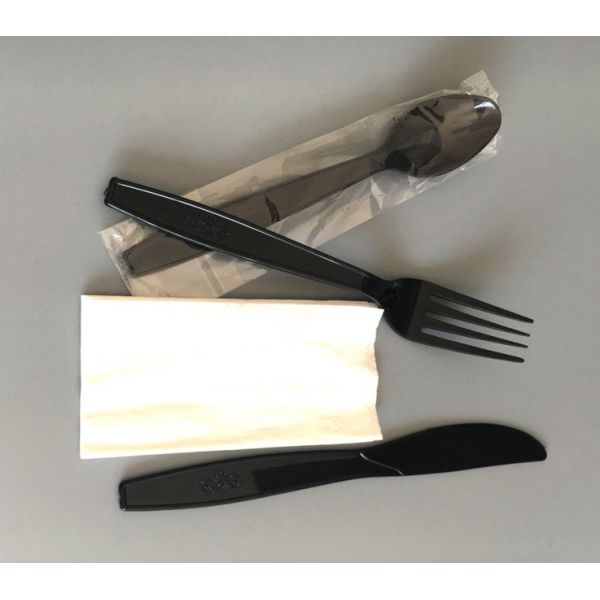 Plastic Cutlery Set with Free Design Disposable Utensils Fork Knife Spoon and Napkin