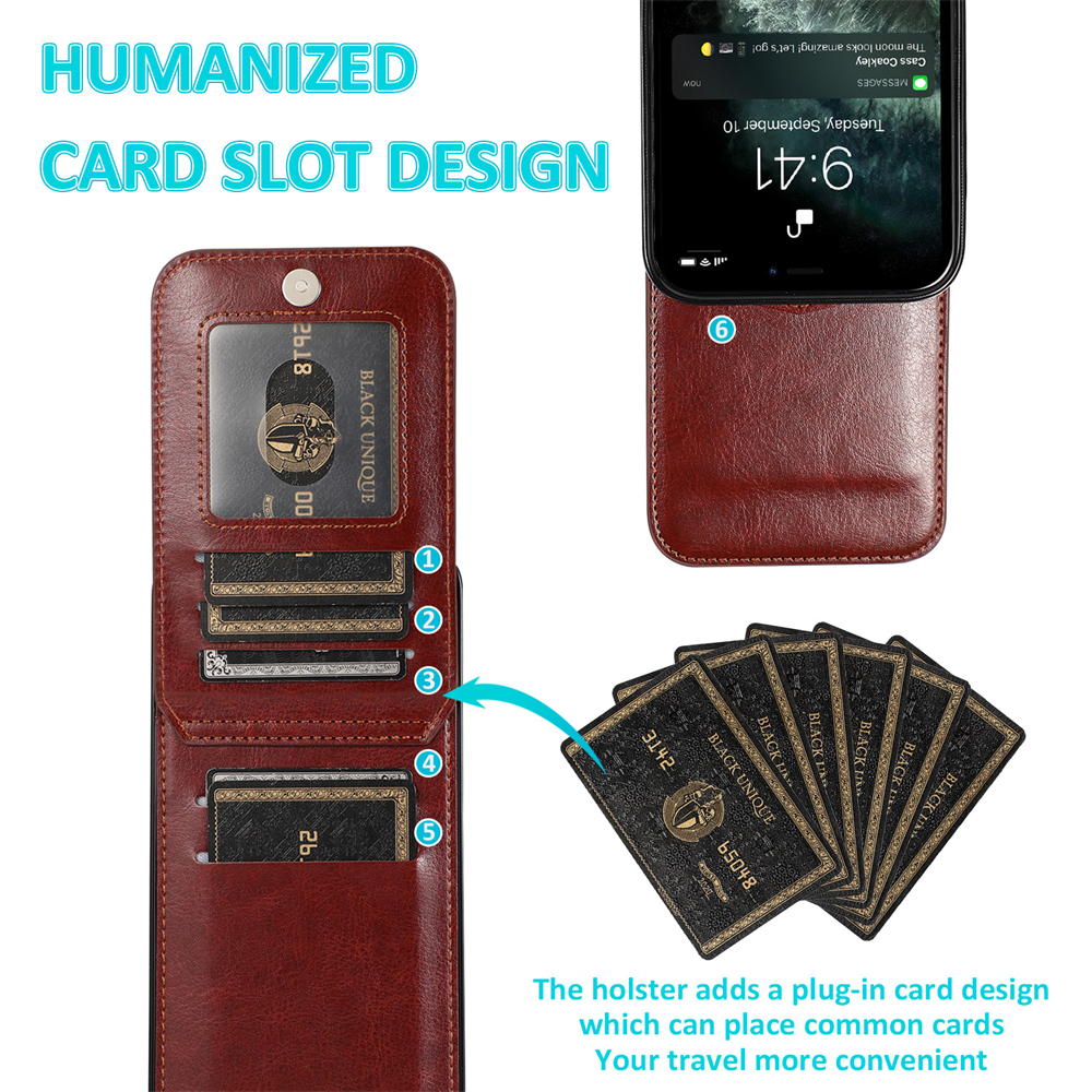 Laudtec PU Leather Wallet Case for iPhone 14 Pro Max/13/12 Series with Credit Card Holder Stand