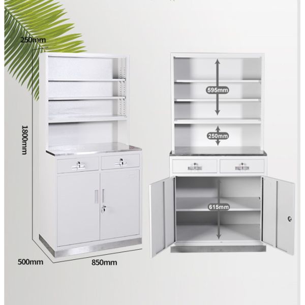 Stainless Steel Medicine Display Cabinet 0.5mm Thickness With Swing Door