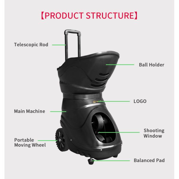 Красная черная емкость шариков ПК поддержки 160 машины стрельбы теннисного мяча цвета для тренировки практики