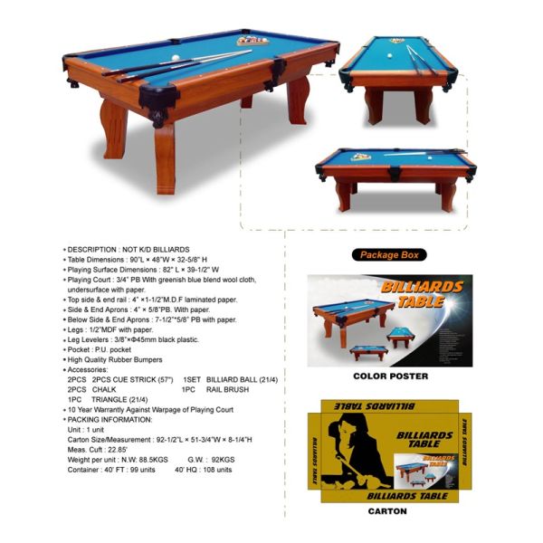 Modern Pool Game Table Real Leather Pocket  Wooden Billiard Table With Solid Wood Veneer